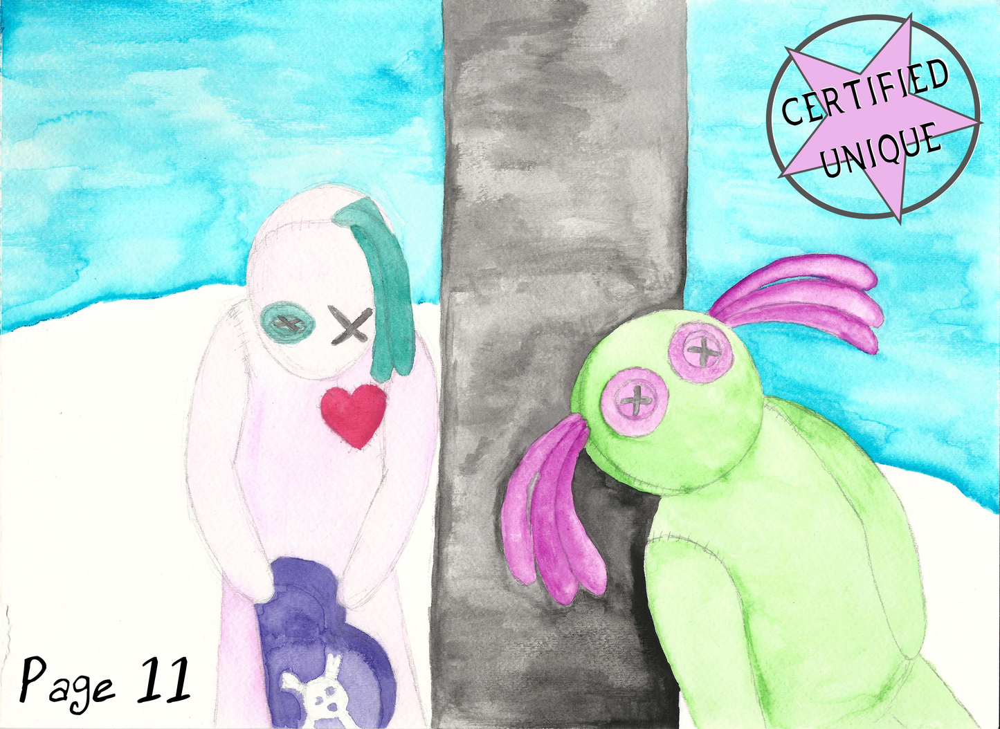 Peas and Luv Original Watercolors, Painting - Team Manticore