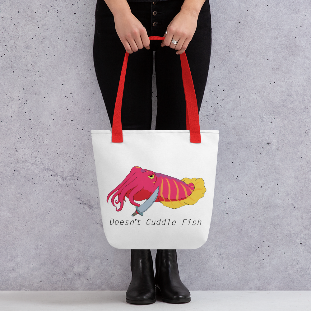 Doesn't Cuddle Fish Tote bag