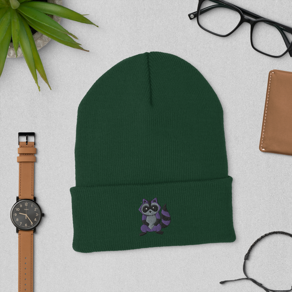 Raccoon Cuffed Beanie