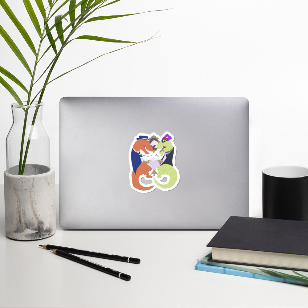 T-Rex Tea Party Bubble-free stickers