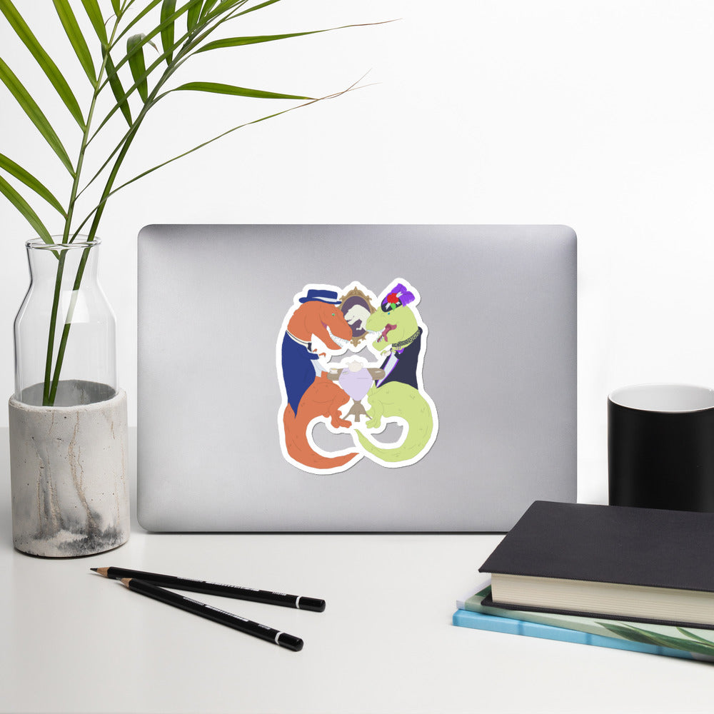 T-Rex Tea Party Bubble-free stickers