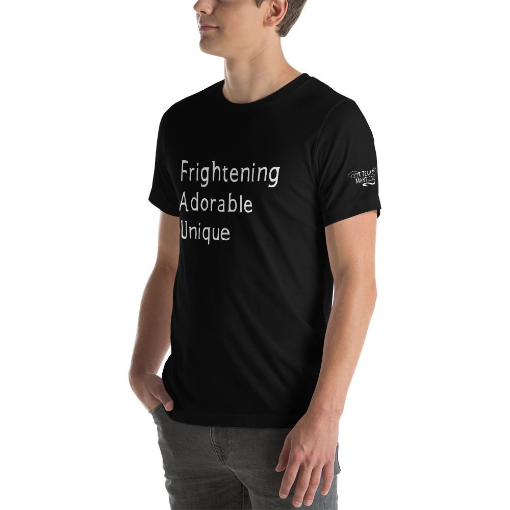 Frightening Adorable Unique in White Text (Mens), Apparel - Team Manticore