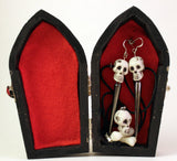 Skulls Earring and Necklace Set in Coffin Box, Jewelry - Team Manticore