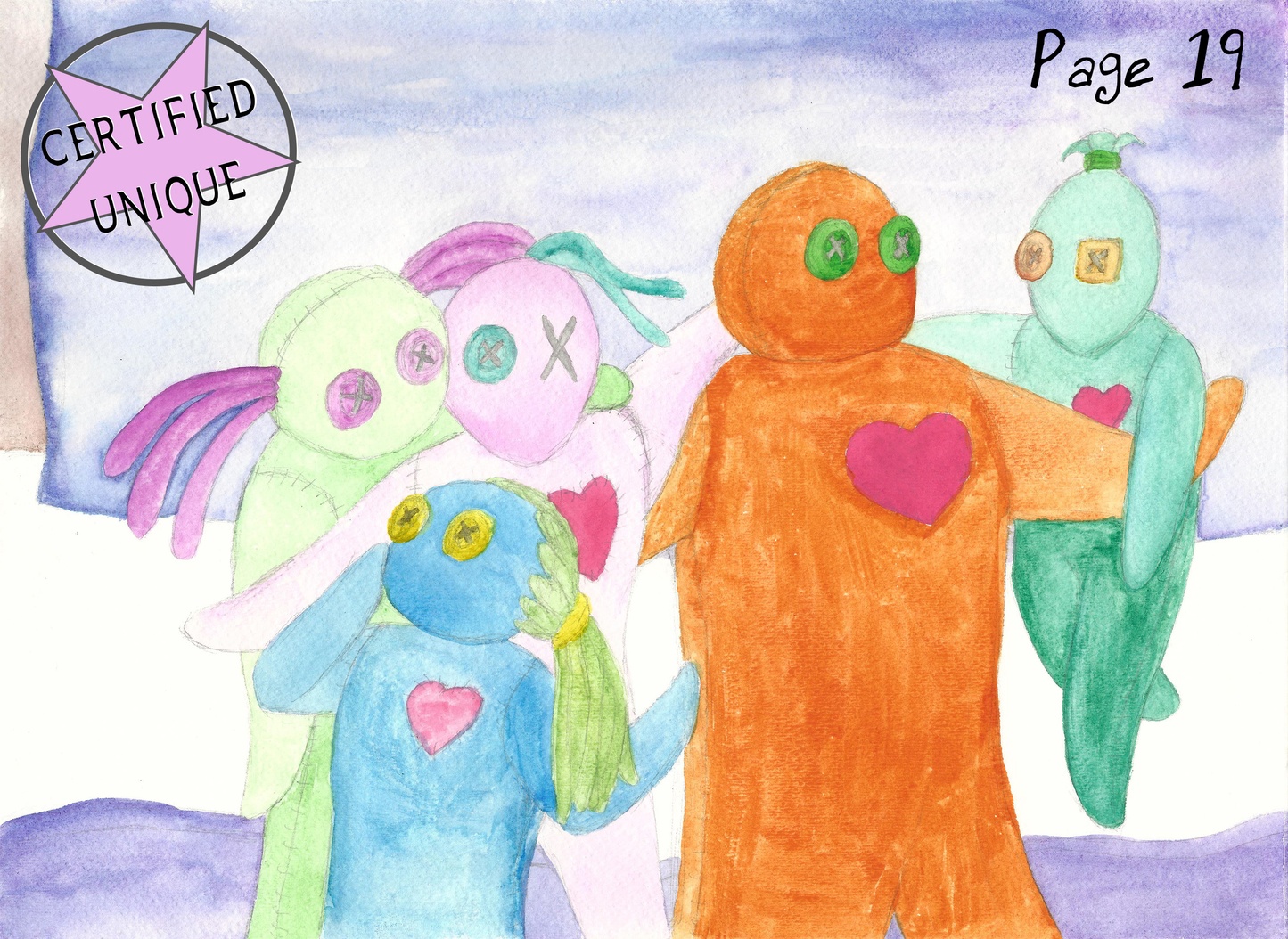 Peas and Luv Original Watercolors, Painting - Team Manticore